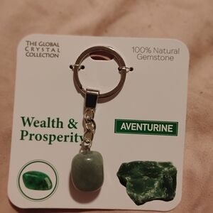 Aventurine Keychain with Silver Ring
